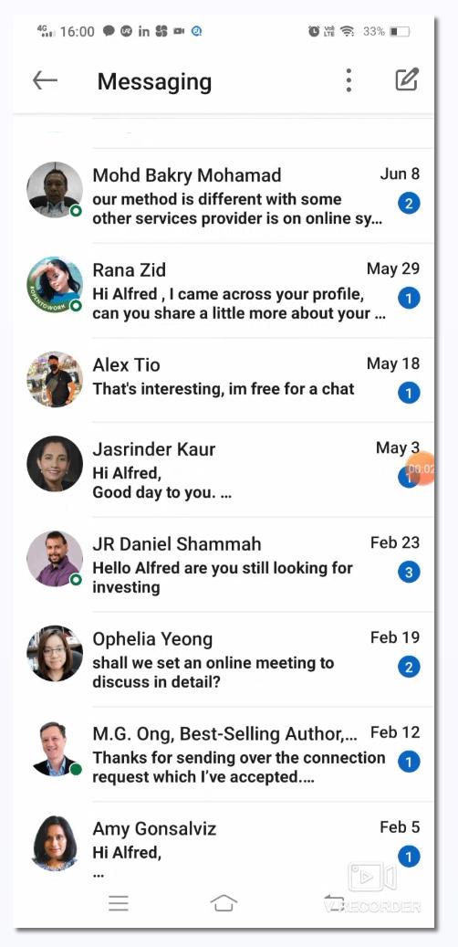 Client campaign inbox showing sales conversations